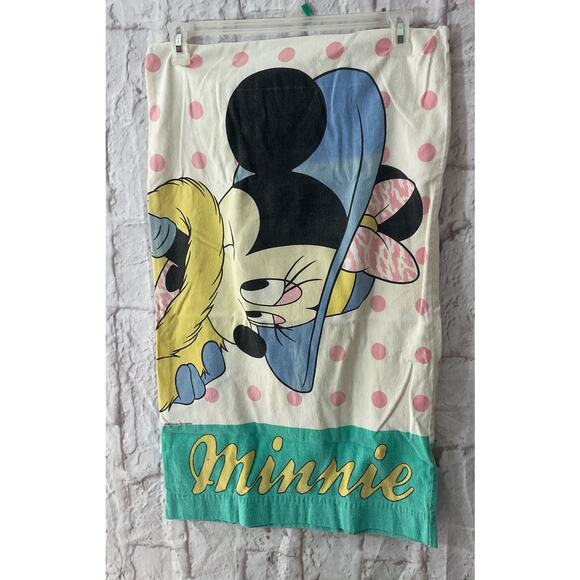 Minnie Mouse 90s Sheet Set Walt Disney Star  Flannel Flat & Fitted Twin 69"×98" - Picture 5 of 8